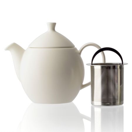 Dew Teapot with Basket Infuser 14oz.- 3 colors- Minty Aqua, Lemongrass, Cotton