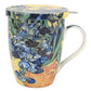 Van Gogh Irises Tea Mug with Infuser and Lid