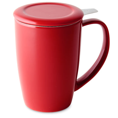 Curve Tall Tea Mug with Infuser- 15 oz.- Red