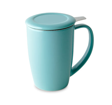 Curve Tall Tea Mug with Infuser- 15 oz.- Turquoise
