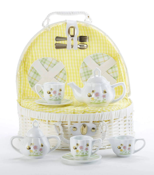 Children's Owls Porcelain Tea Set with Basket