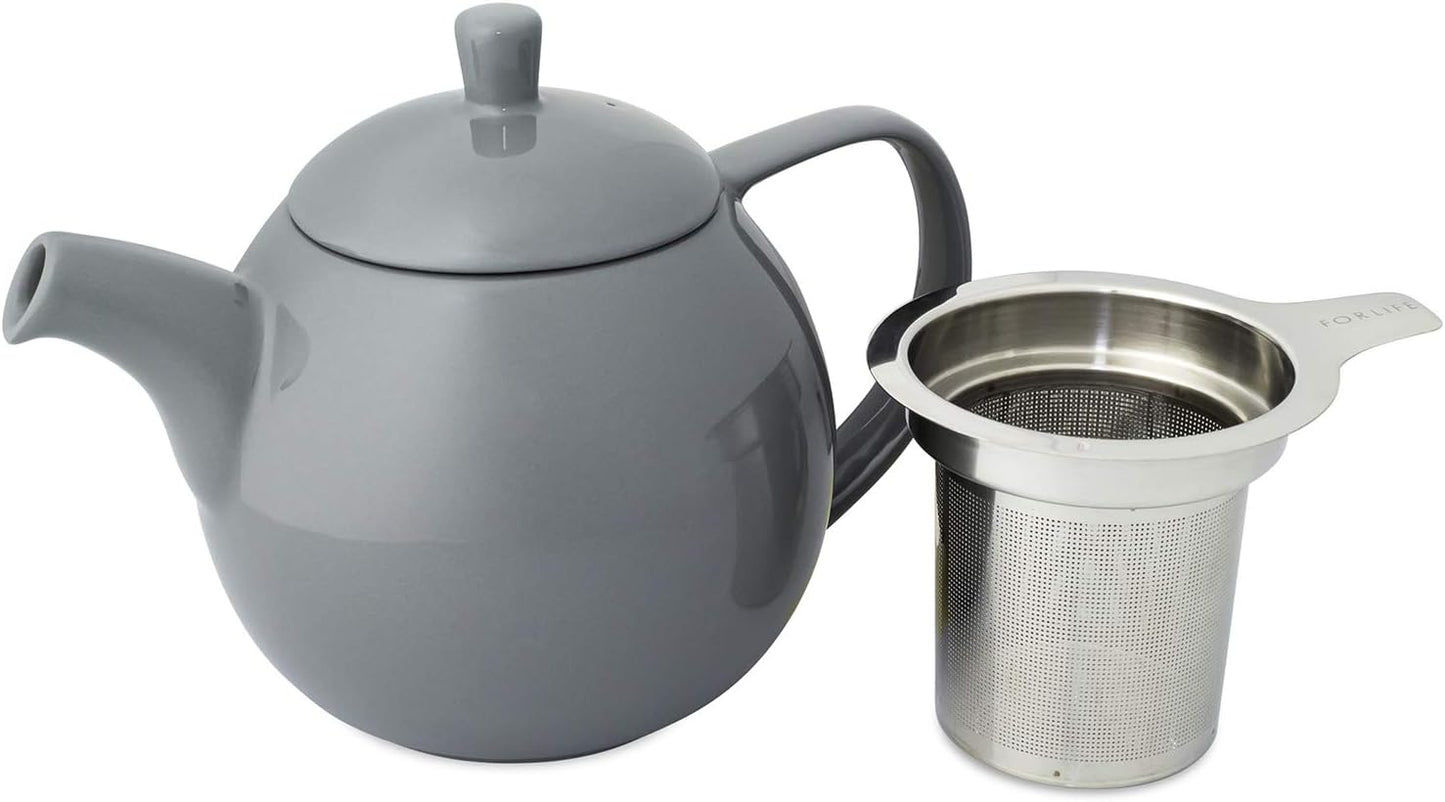 Curve Teapot with Infuser -  24 oz  Gray