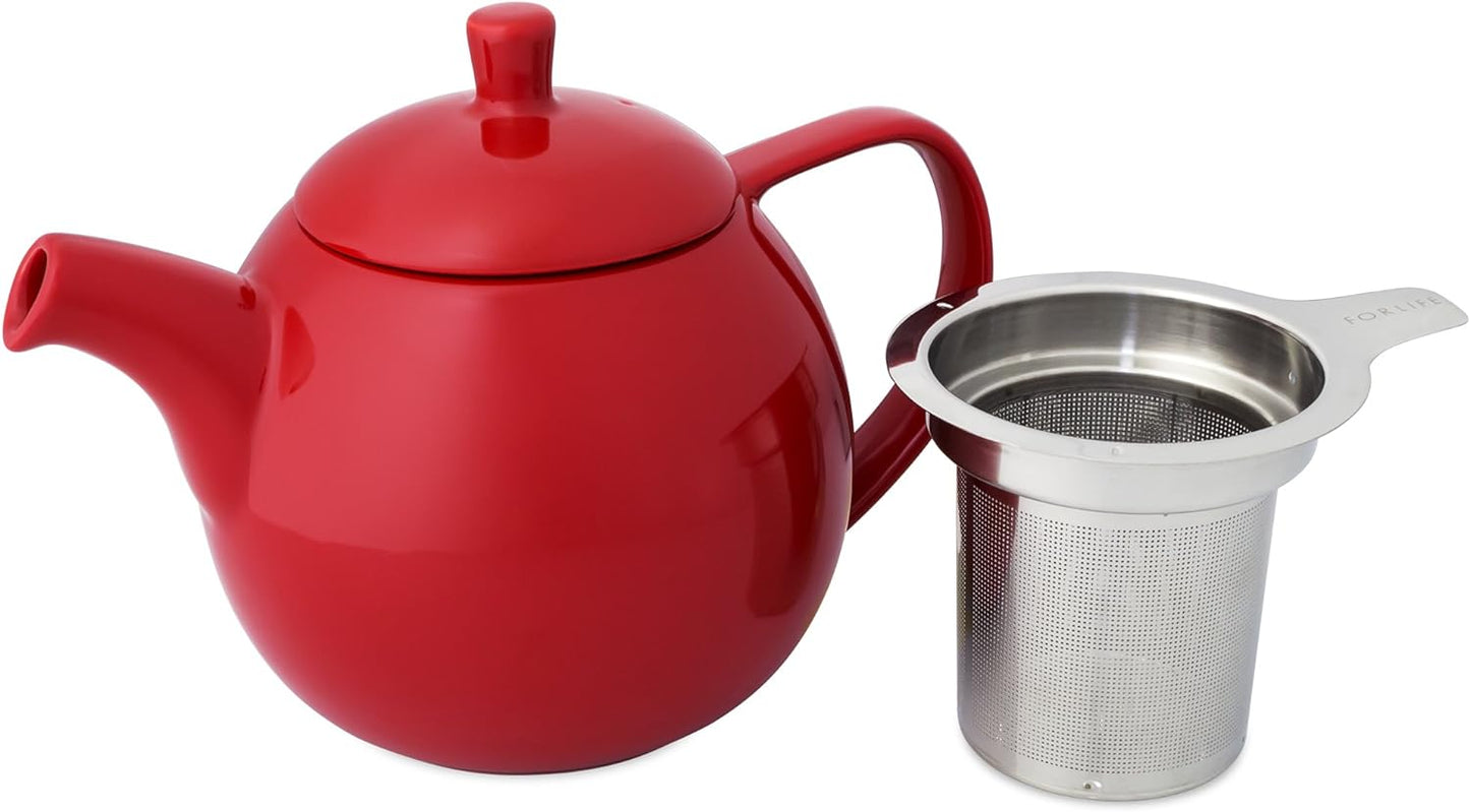 Curve Teapot with Infuser -  24 oz  Red