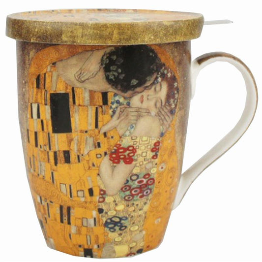 Klimt The Kiss Tea Mug with Infuser and Lid