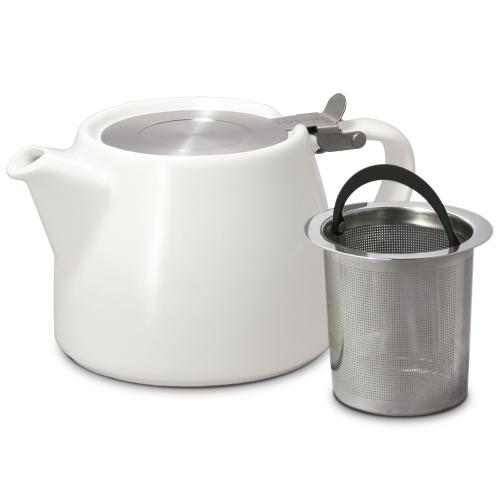 Stump Teapot with Stainless Lid & Infuser 18 oz. - White