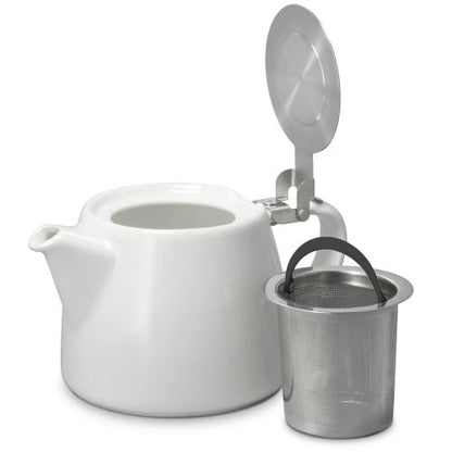 Stump Teapot with Stainless Lid & Infuser 18 oz. - White