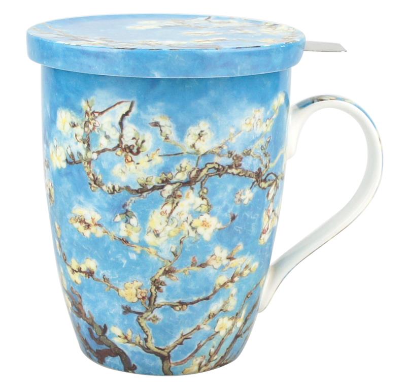 Van Gogh Almond Blossom Tea Mug w/ Infuser and Lid