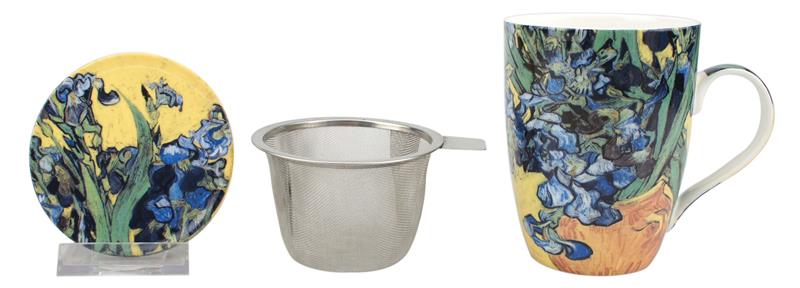 Van Gogh Irises Tea Mug with Infuser and Lid
